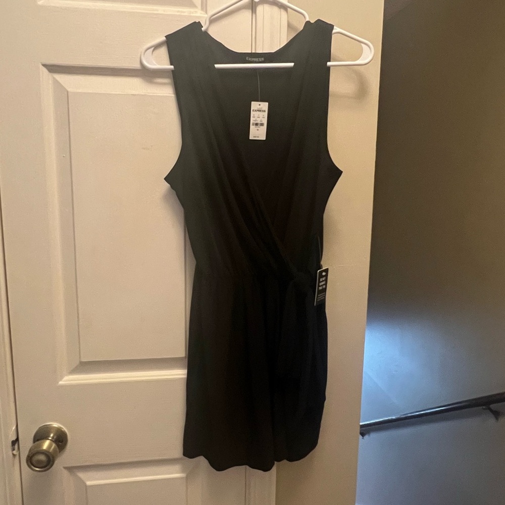 Express Black Romper Tie front